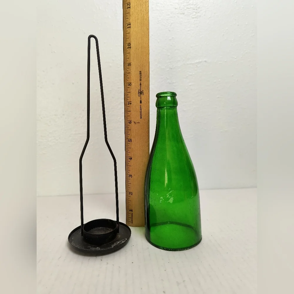 Vintage Wine Bottle Lamtern Glass Green